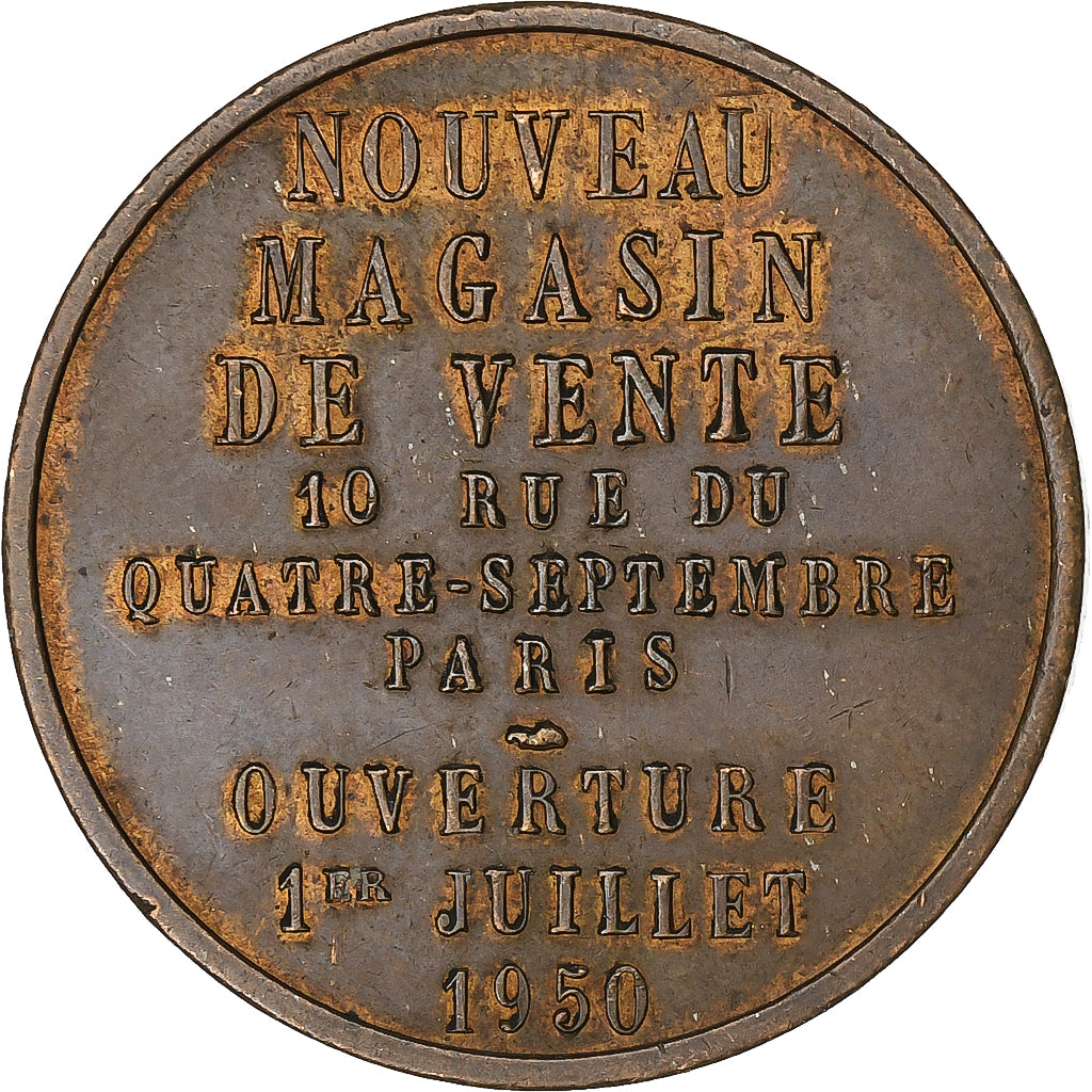 Frankrijk, Token, Monnaie de Paris, Nouveau magasin de vente, 1950, Bronzen