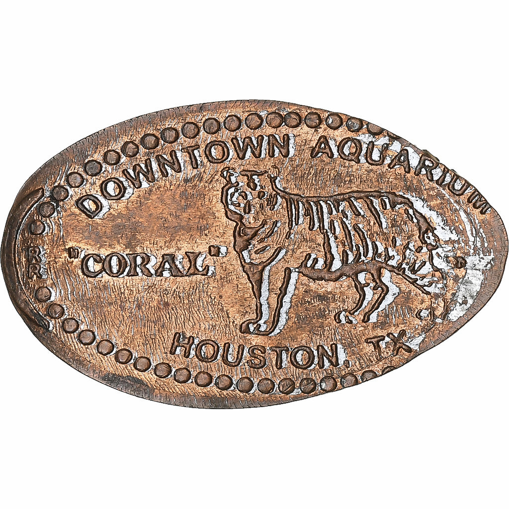 United States, Elongated Coin, Downtown Aquarium, Coral, Houston, Copper
