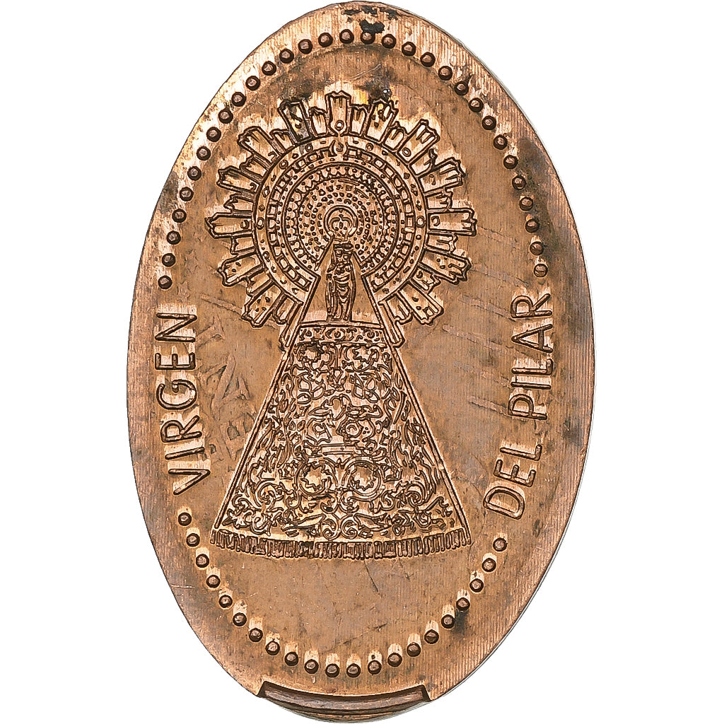 Spain, Elongated Coin, Virgen del Pilar, Copper, AU(55-58)