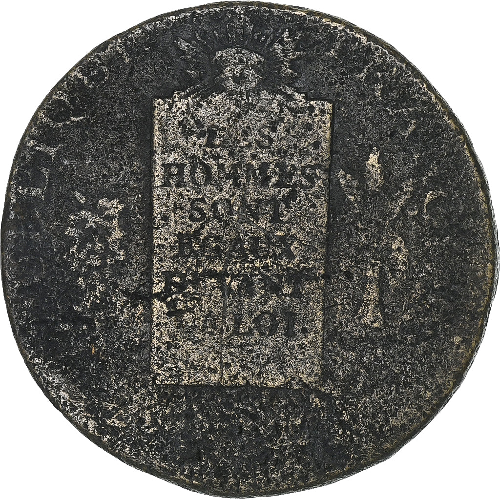 Frankreich, 2 Sols, 2 sols aux balances daté, 1793, Uncertain Mint, Bronze