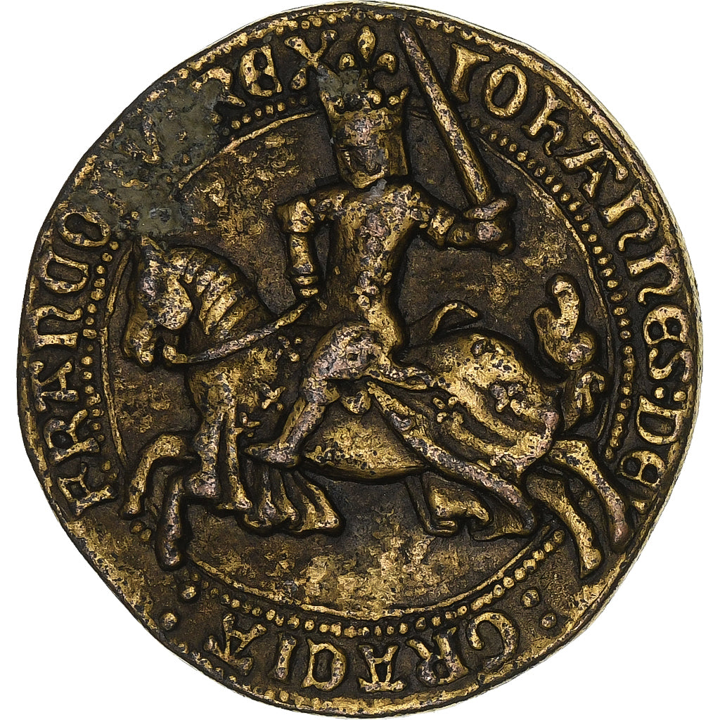 France, Token, Franc à Cheval, Jean II Le Bon, Copper, VF(30-35)