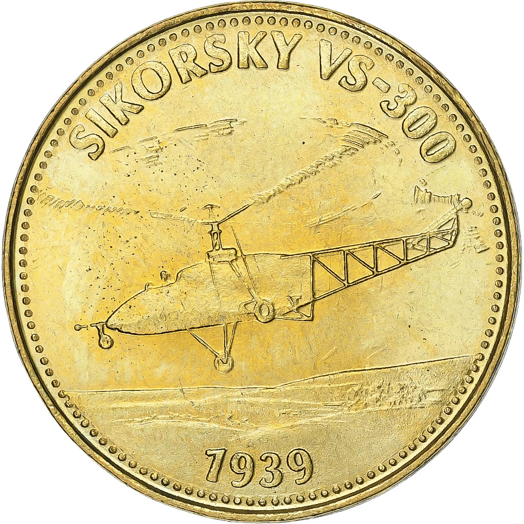 France, Token, Collection Shell, Sikorsky VS-300, Bronze-Aluminium, MS(63)