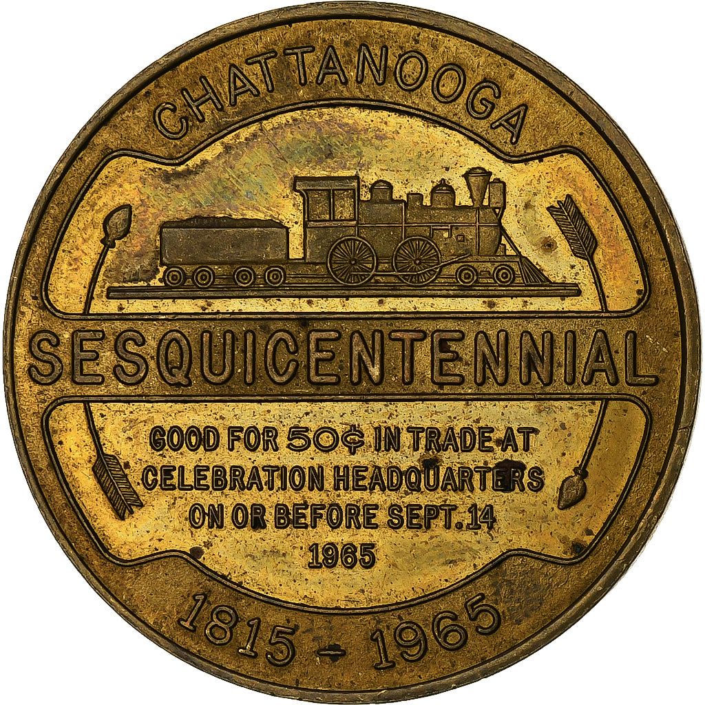 Stati Uniti, 5 Cents, Chattanooga Celebration, 1965, Rame dorato, BB+