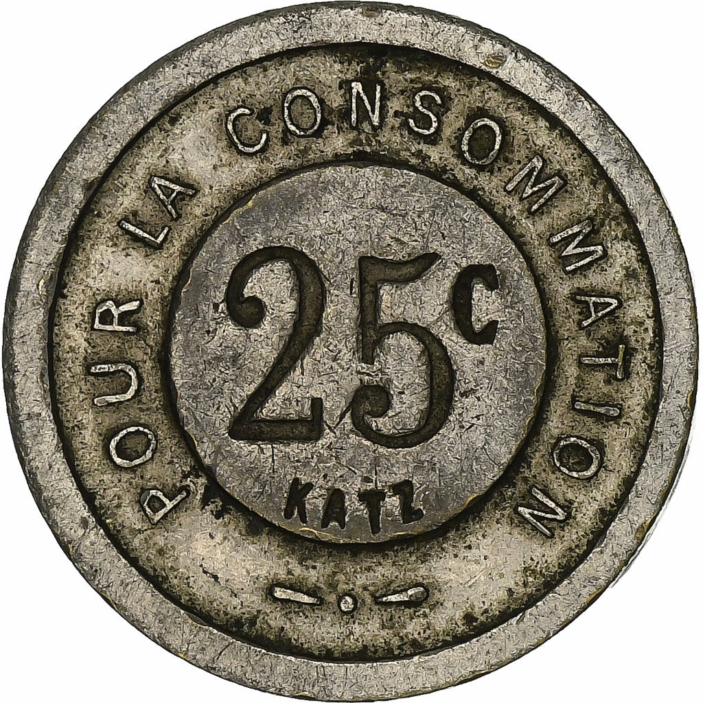 Francia, Katz, 25 Centimes, Pour la Consommation, BC+, Cobre - níquel