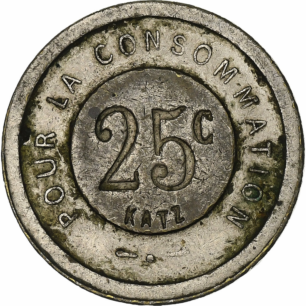Francia, Katz, 25 Centimes, Pour la Consommation, BC+, Cobre - níquel