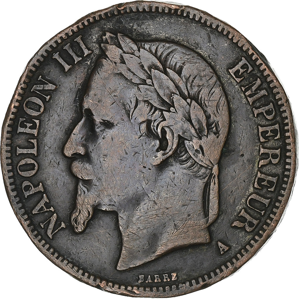 Francja, Napoleon III, 5 Francs, 1868, Paris, Contemporary forgery, Brązowy