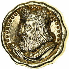 France, Medal, Charlemagne, Gilt Metal, AU(55-58)