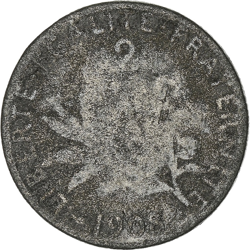Francia, 2 Francs, Semeuse, 1908, Paris, Contemporary forgery, Plata, BC