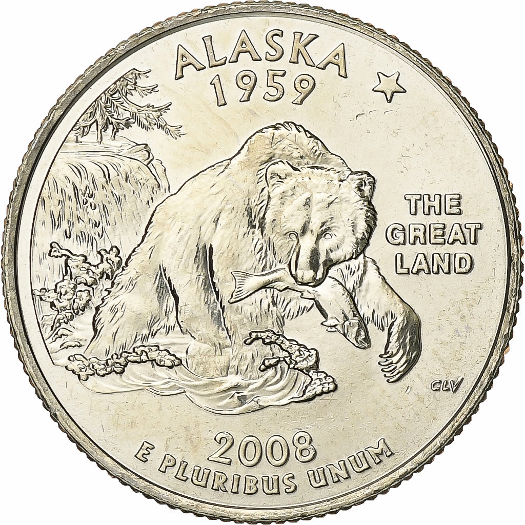 Stati Uniti, Quarter, Quarter Dollar, 2008, Denver, Alaska 1959, Rame ricoperto