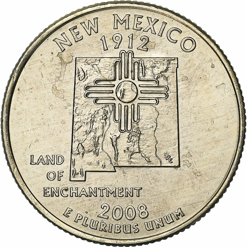 USA, Quarter, Quarter Dollar, 2008, Philadelphia, New Mexico 1912, Miedź-Nikiel