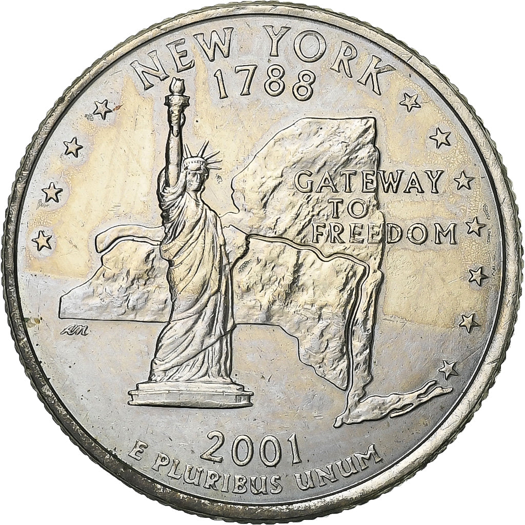 Stati Uniti, Quarter, Quarter Dollar, 2001, Denver, New York 1788, Rame