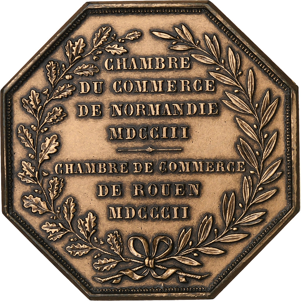 France, Token, Chambre de Commerce de Rouen, 1802, Bronze, Lecomte, MS(60-62)