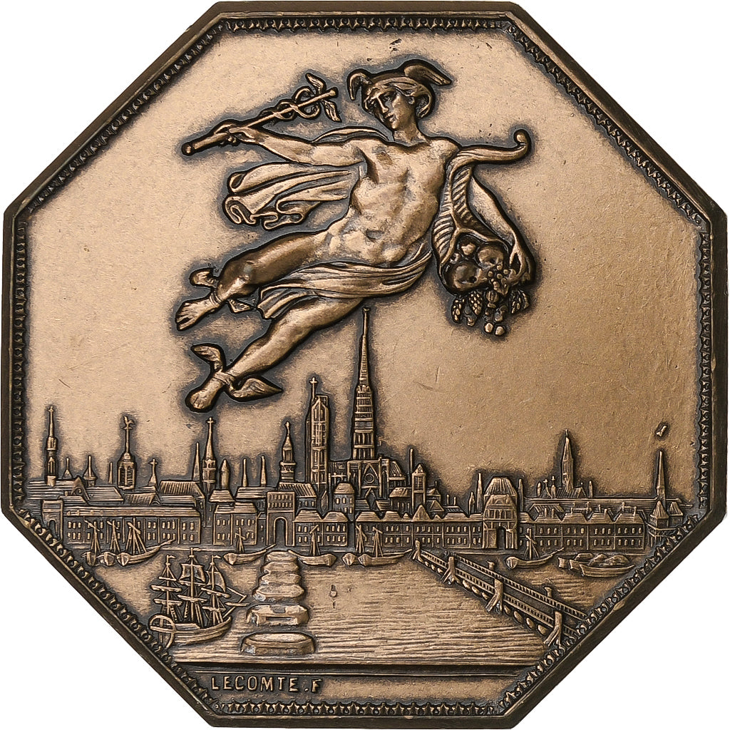 France, Token, Chambre de Commerce de Rouen, 1802, Bronze, Lecomte, MS(60-62)