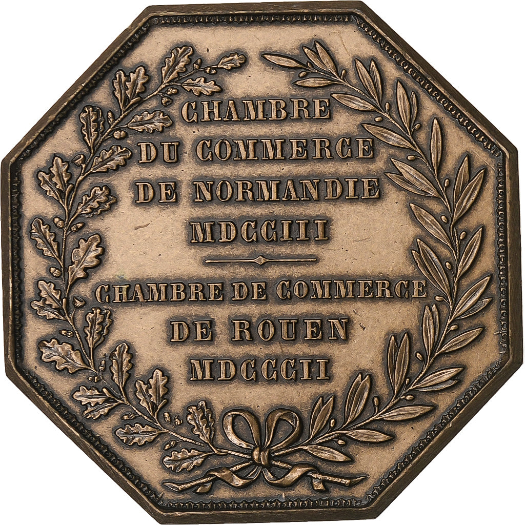 France, Token, Chambre de Commerce de Rouen, 1802, Bronze, Lecomte, MS(60-62)