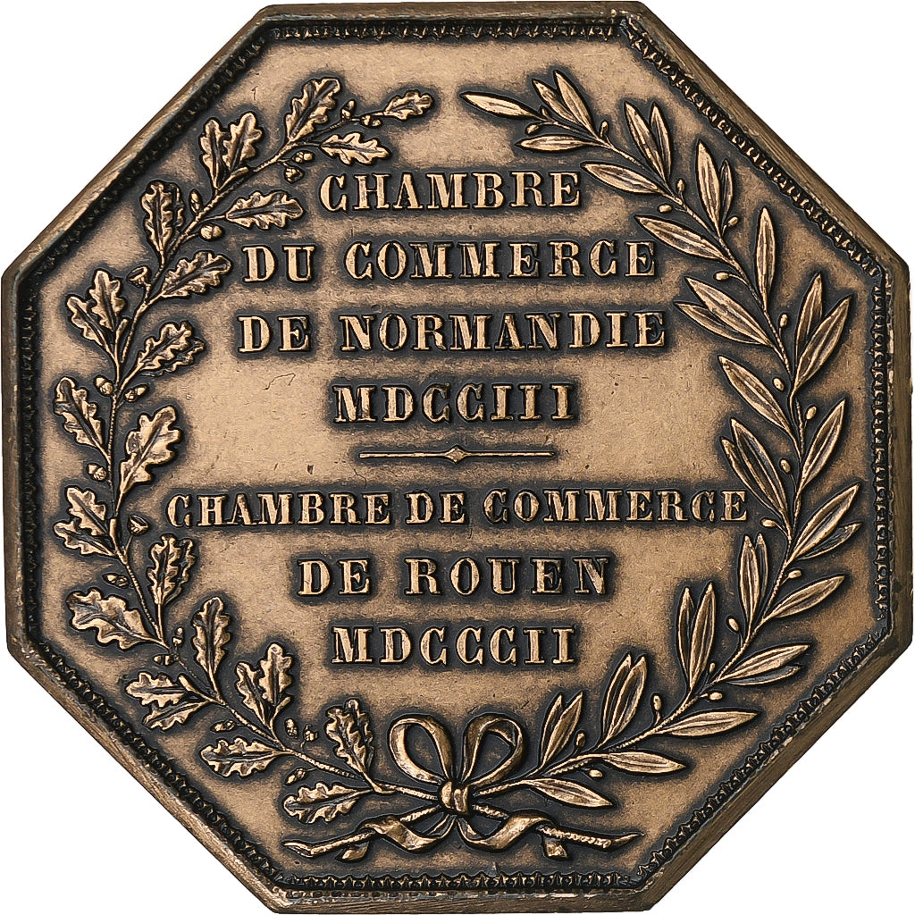 France, Token, Chambre de Commerce de Rouen, 1802, Bronze, Lecomte, MS(60-62)