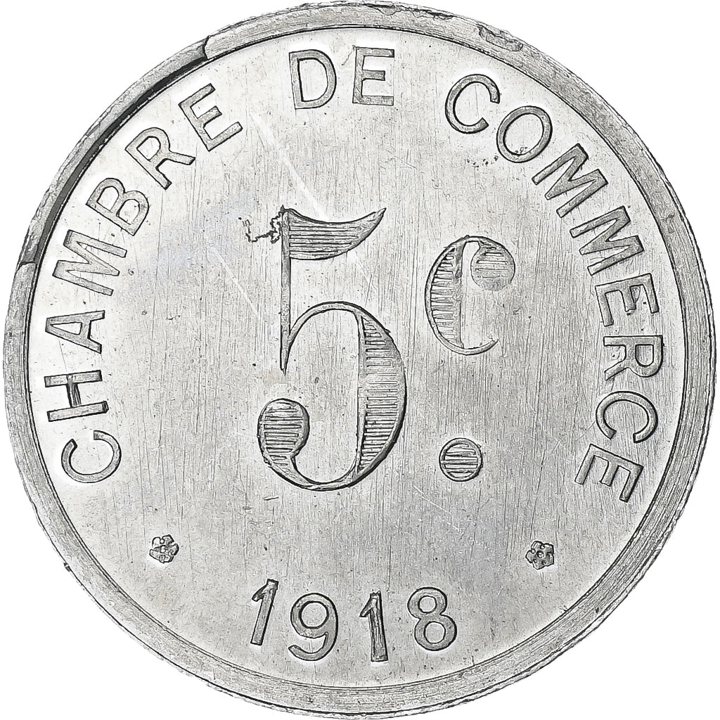 Moneda, Francia, Chambre de Commerce, Rouen, 5 Centimes, 1918, SC, Aluminio