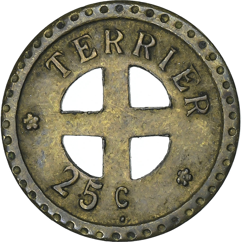 França, Terrier, 25 Centimes, EF(40-45), Latão
