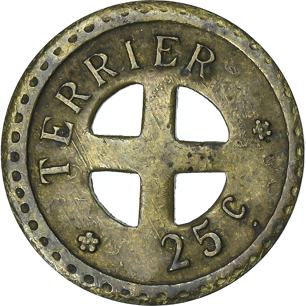 França, Terrier, 25 Centimes, EF(40-45), Latão