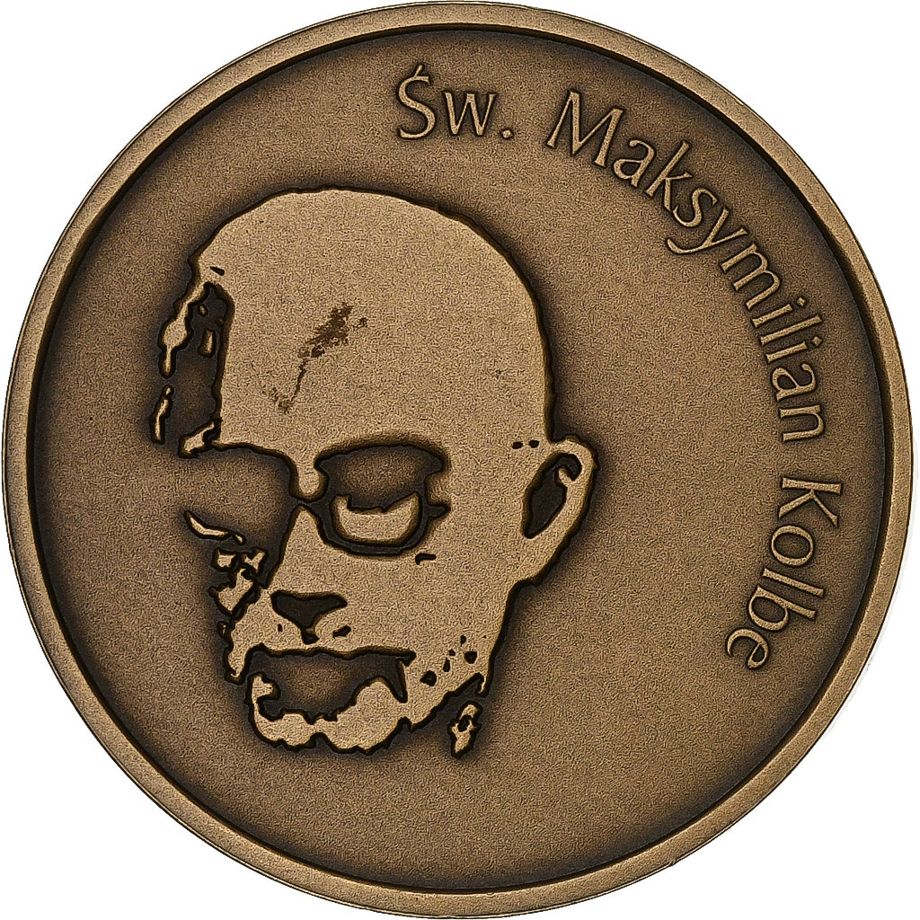 Polónia, Token, Auschwitz, Maksymilian Kolbe, Bronze, MS(65-70)
