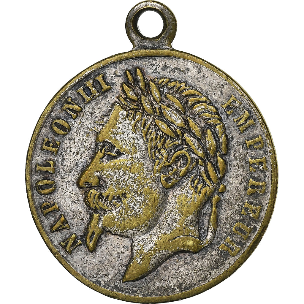 France, Medal, Napoléon III, Empereur, Silvered Brass, VF(30-35)