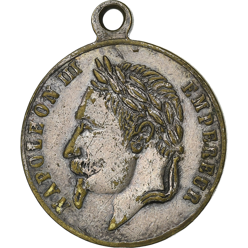 France, Medal, Napoléon III, Empereur, Silvered Brass, VF(30-35)