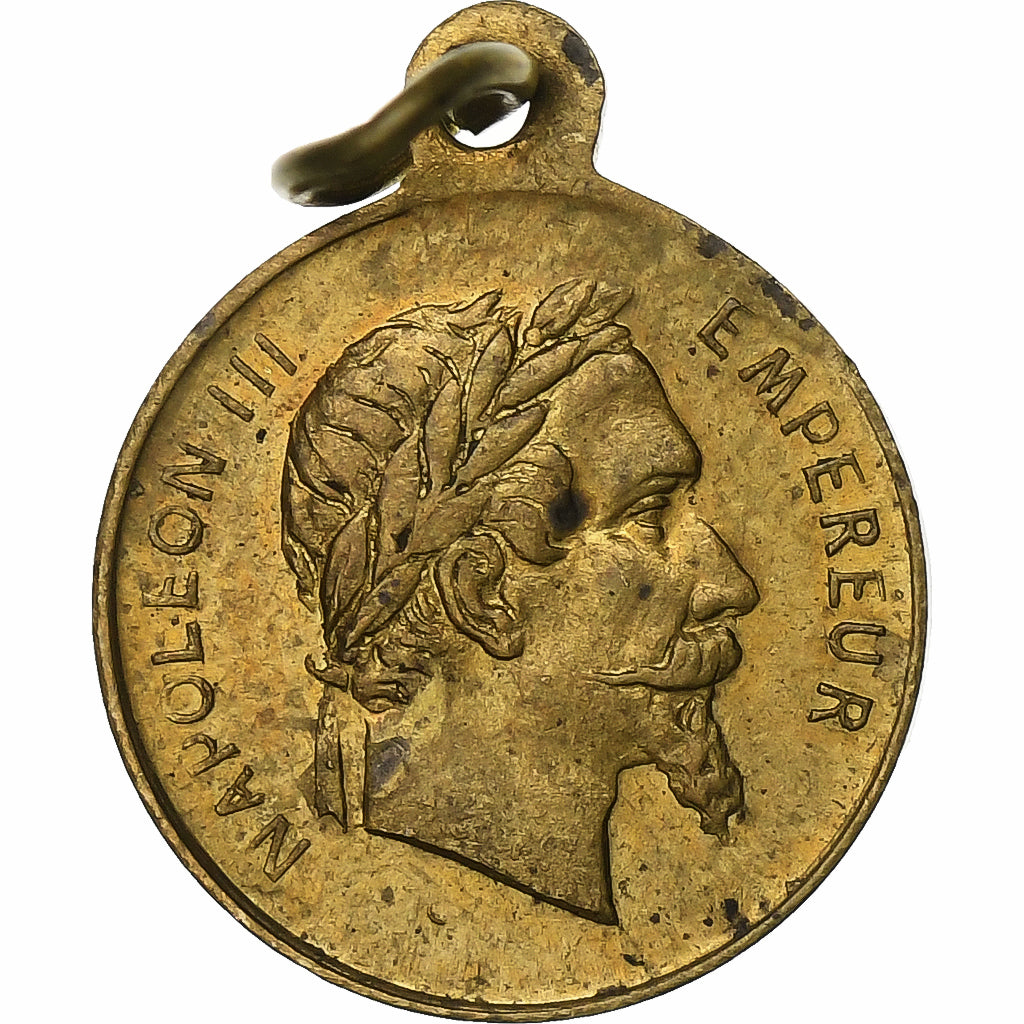 France, Médaille, Napoléon III, Bataille de Solférino, 1859, Laiton, TTB