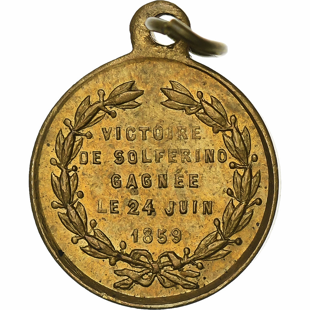 France, Médaille, Napoléon III, Bataille de Solférino, 1859, Laiton, TTB