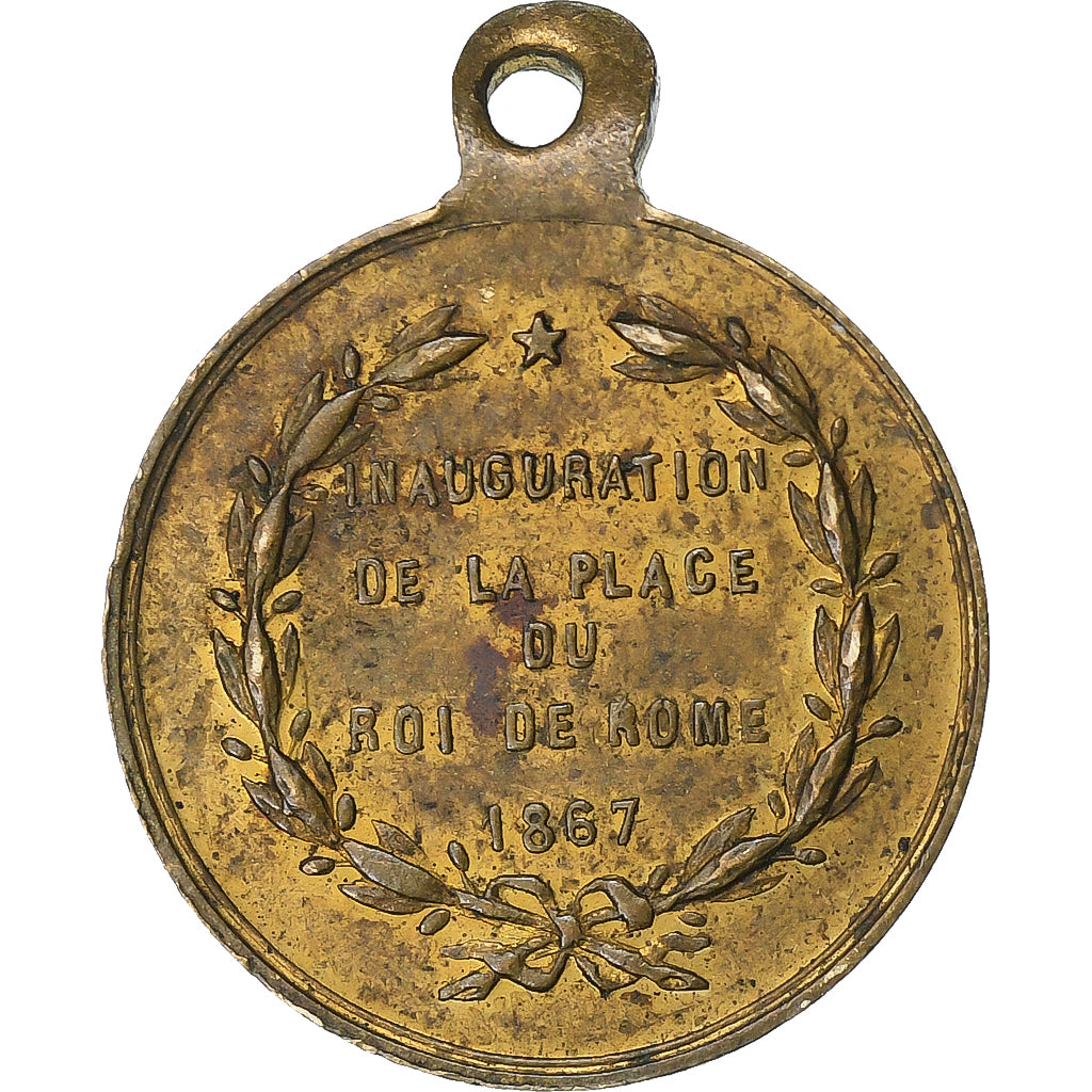 Italie, Médaille, Inauguration de la Place du Roi de Rome, 1867, Laiton, TTB