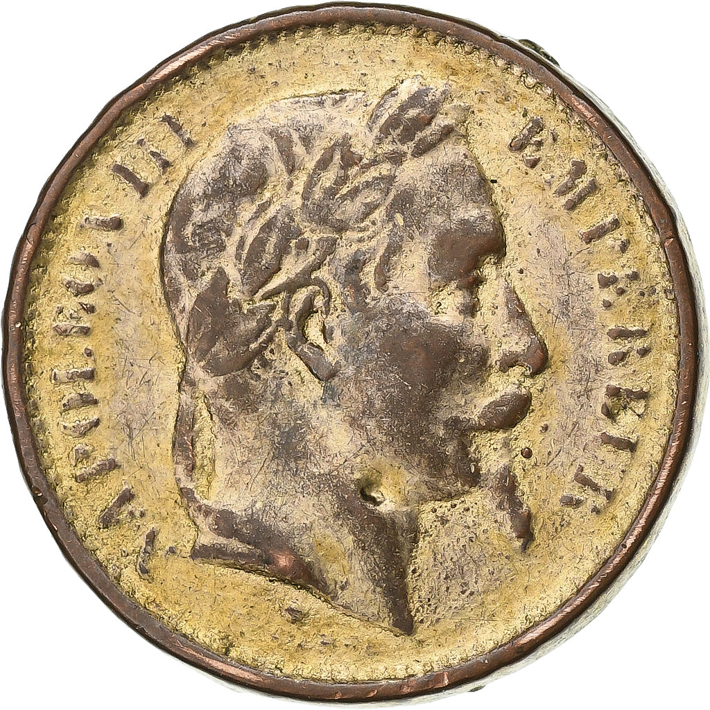 France, Médaille, Napoléon III, Empereur, 1867, Copper covered Cardboard, TTB
