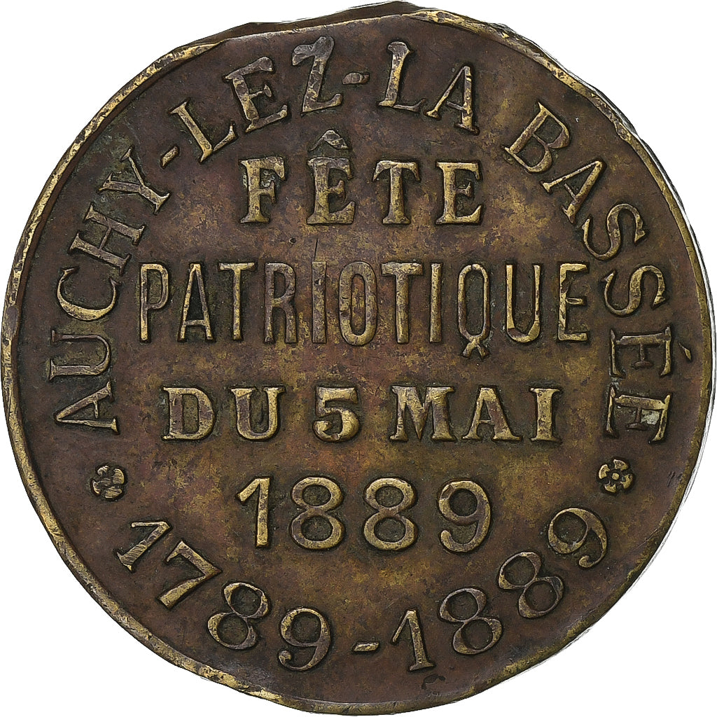 Frankreich, Medaille, Fête Patriotique, Auchy-lez-la-Bassée, 1889, Messing, S+