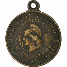 France, Médaille, Commémoration, Prise de la Bastille, Vierzon, 1880, Laiton