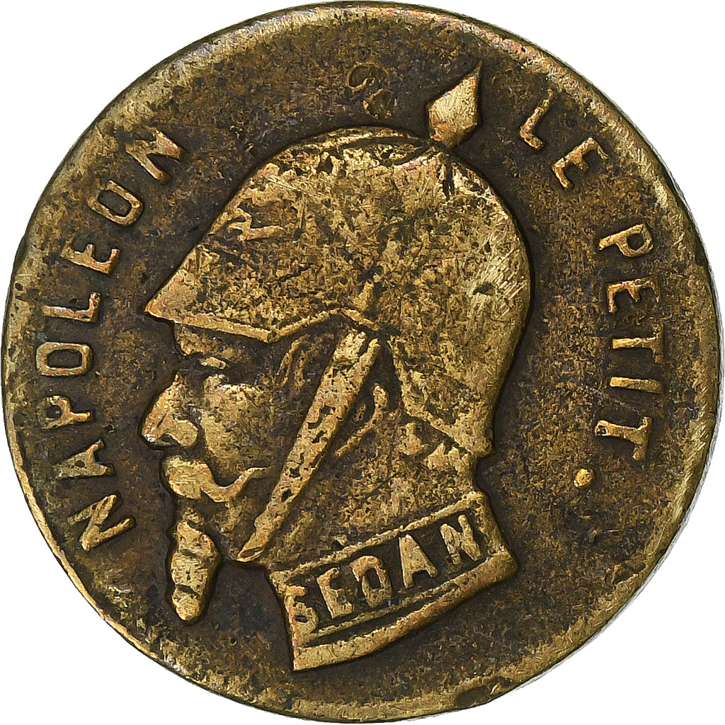 France, Jeton, satirique, Napoléon le Petit, La Lacheté, 1870, Laiton, TB