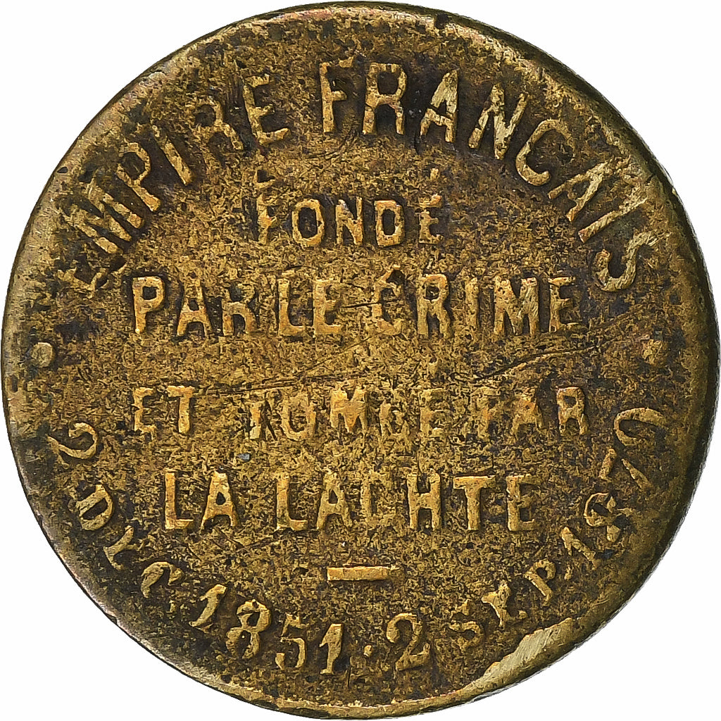 France, Jeton, satirique, Napoléon le Petit, La Lacheté, 1870, Laiton, TB
