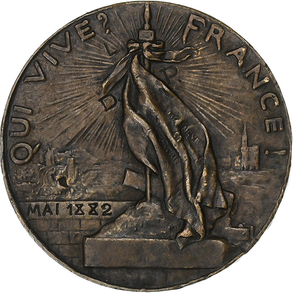 Francia, ficha, Ligue des Patriotes, 1882, Bronzo, Mercié, BB