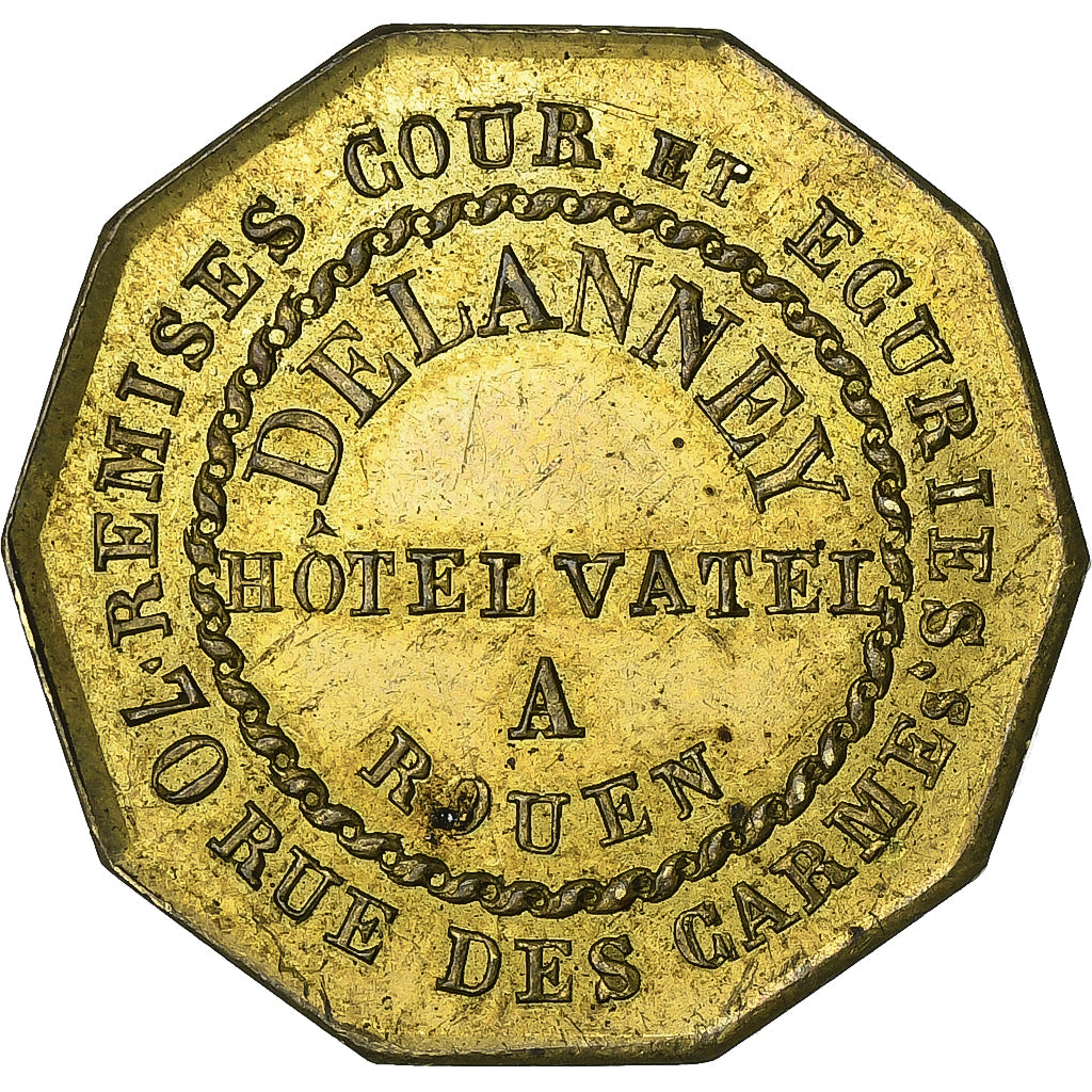 França, Token, Delanney, Hôtel Vatel, Rouen, Latão, AU(50-53)