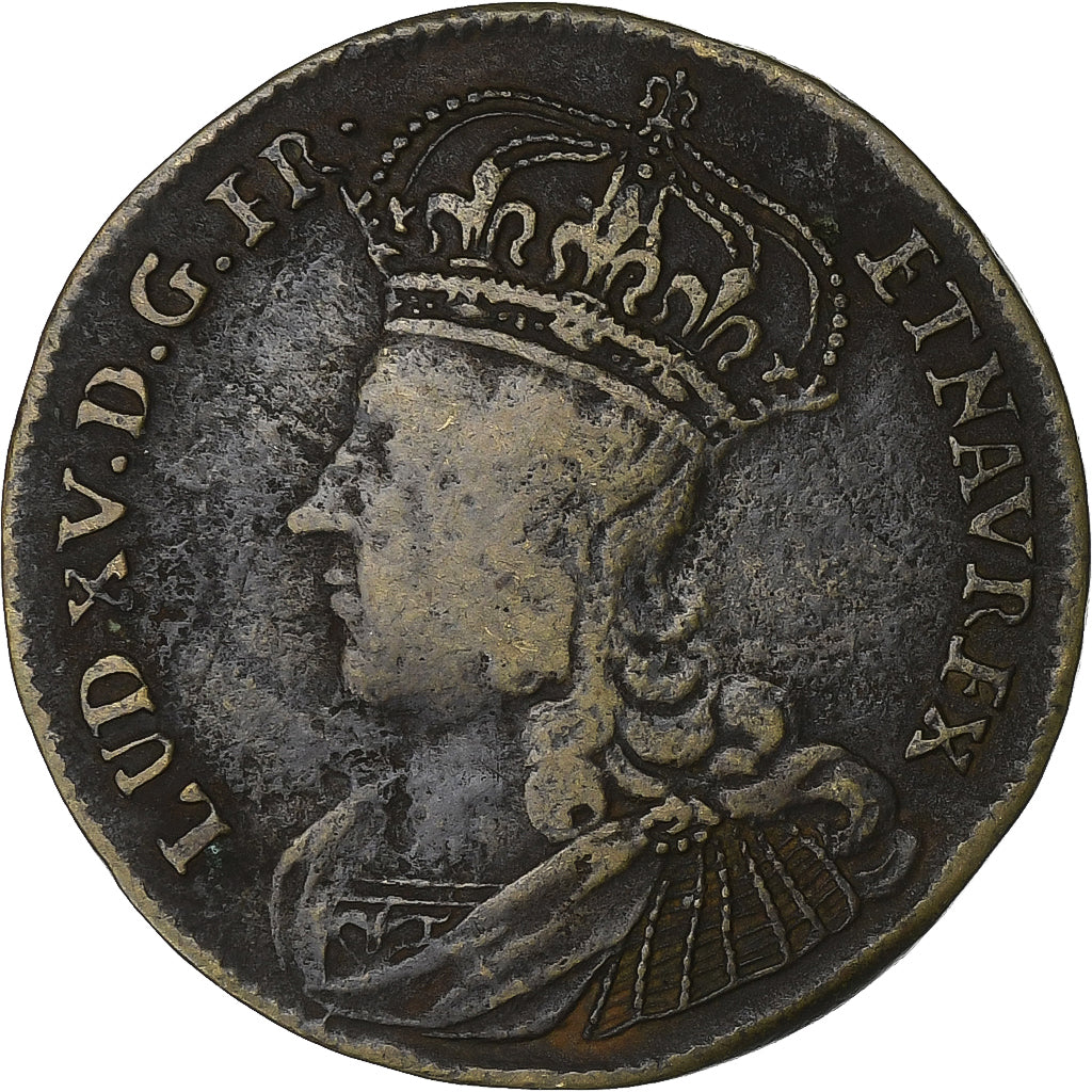 Francia, zeton, Louis XV, Prise de Fontarabie, Latón, BC+