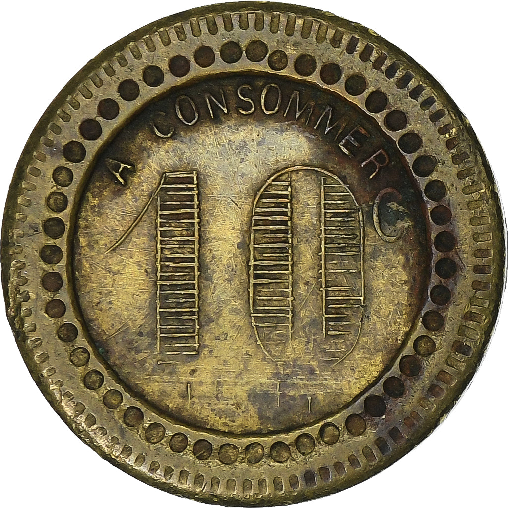 Francia, ,, 10 Centimes, A Consommer, BC+, Latón