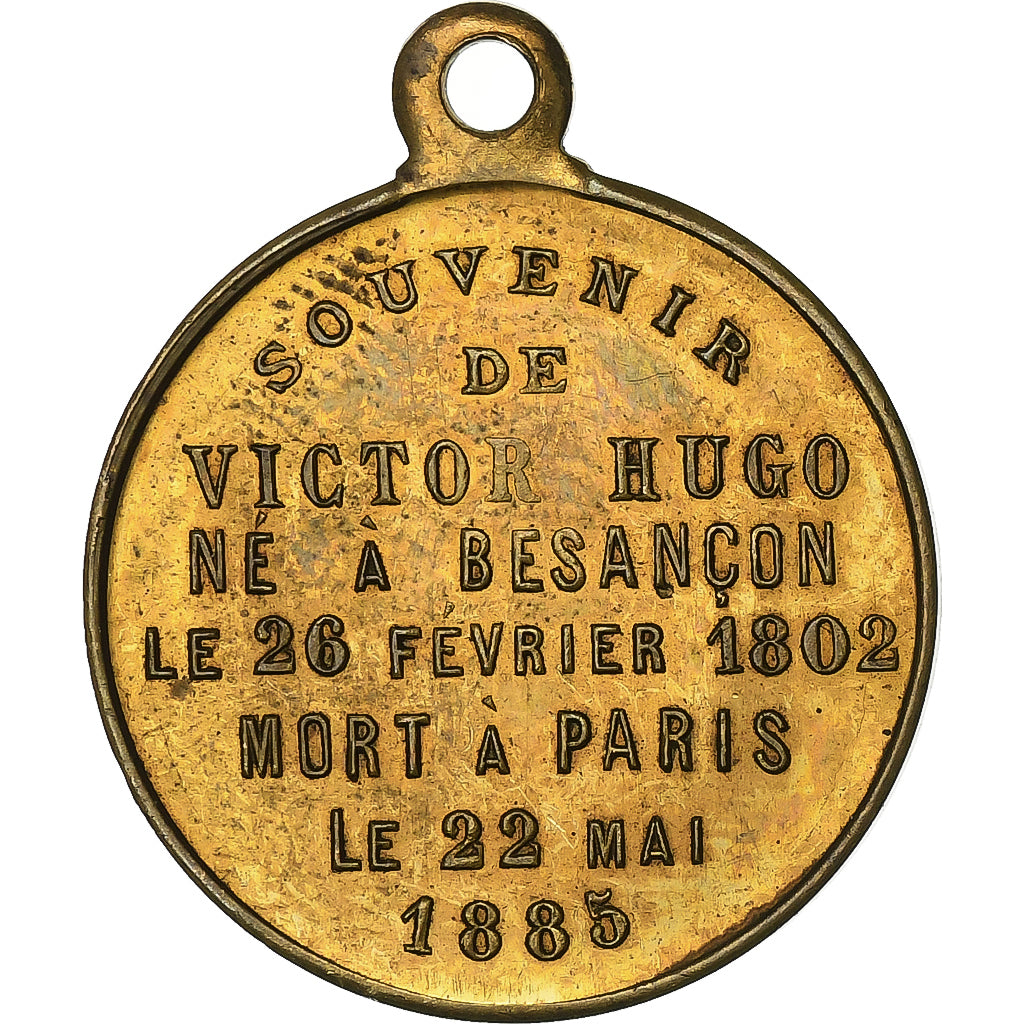 France, Médaille, Souvenir de Victor Hugo, 1885, Laiton, TTB+