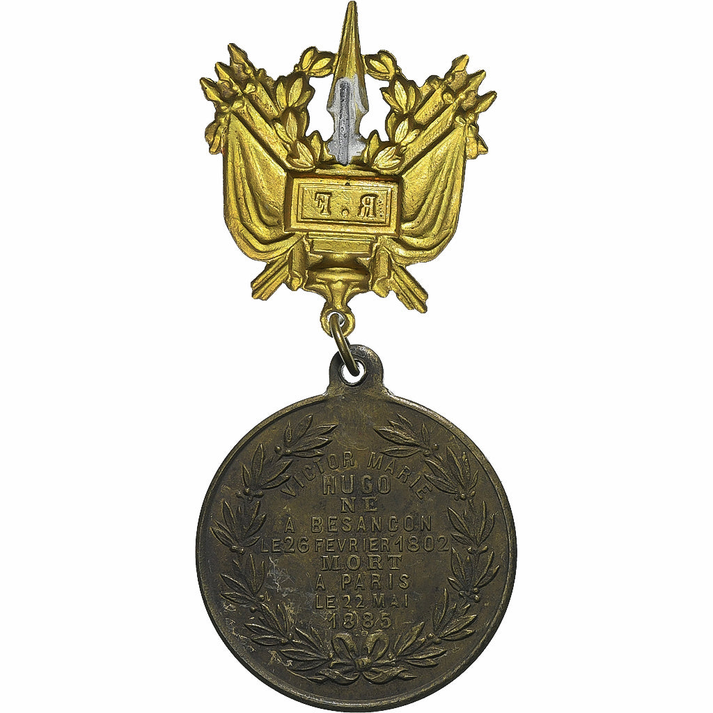 France, Médaille, Mort de Victor Hugo, 1885, Laiton, TTB