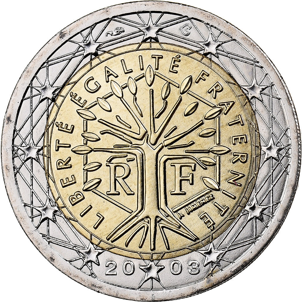 France, 2 Euro, BU, 2003, MDP, Bi-Metallic, MS(65-70), KM:1289