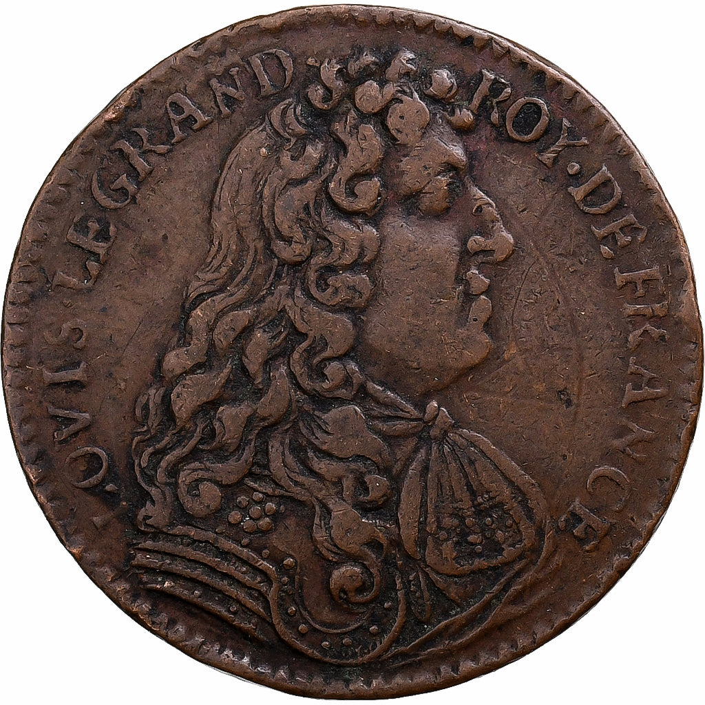 Francia, zeton, Administration des Bâtiments du Roi, Louis XIV, Cobre, BC+