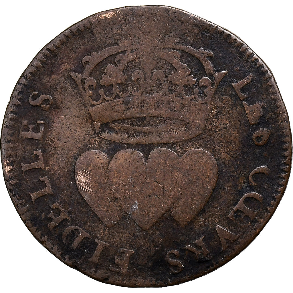 Francja, Token, Les Coeurs Fidèles, Miedź, VF(20-25), Feuardent:12900