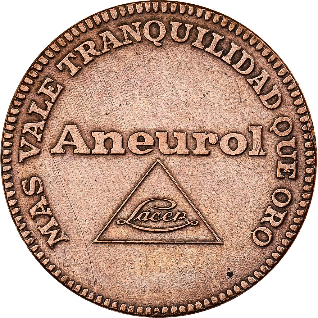 Spain, Medal, Carlos III, Aneurol, Copper, AU(55-58)