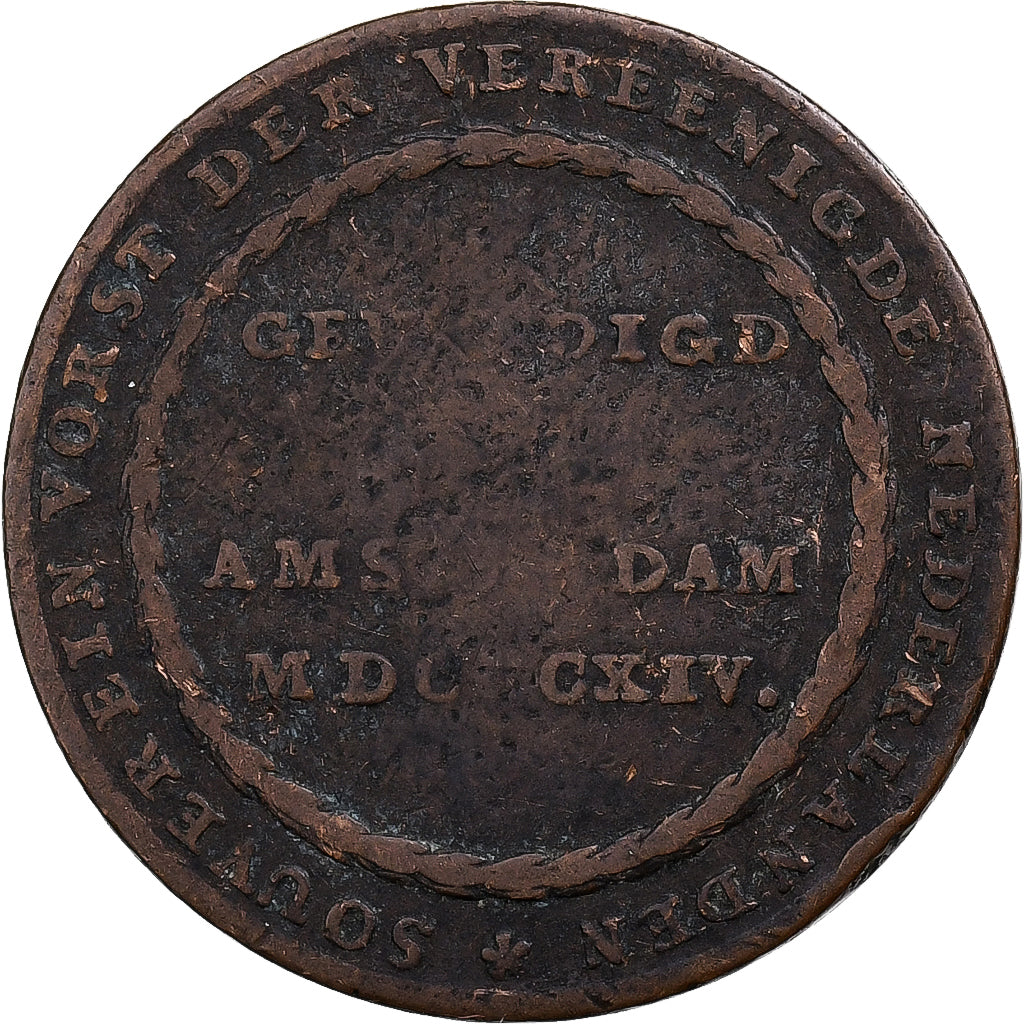 Holandia, Token, Willem I, Prince d'Orange, 1814, Miedź, VF(20-25)