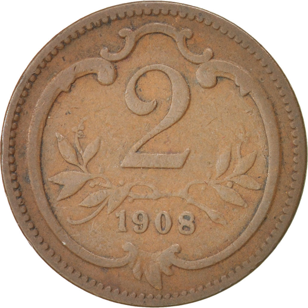 Coin, Austria, Franz Joseph I, 2 Heller, 1908, VF(30-35), Bronze, KM:2801