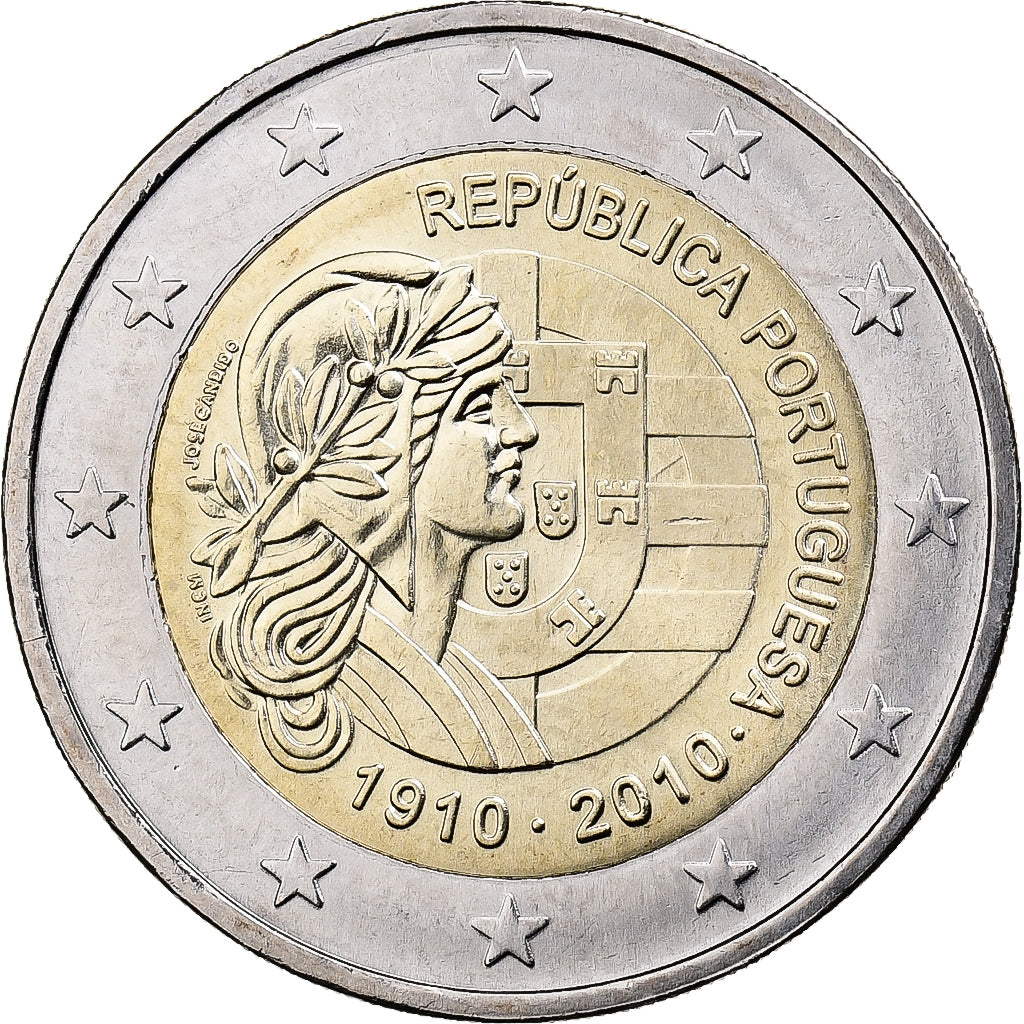 Portugal, 2 Euro, République portuguaise, 2010, MS(63), Bimetaliczny