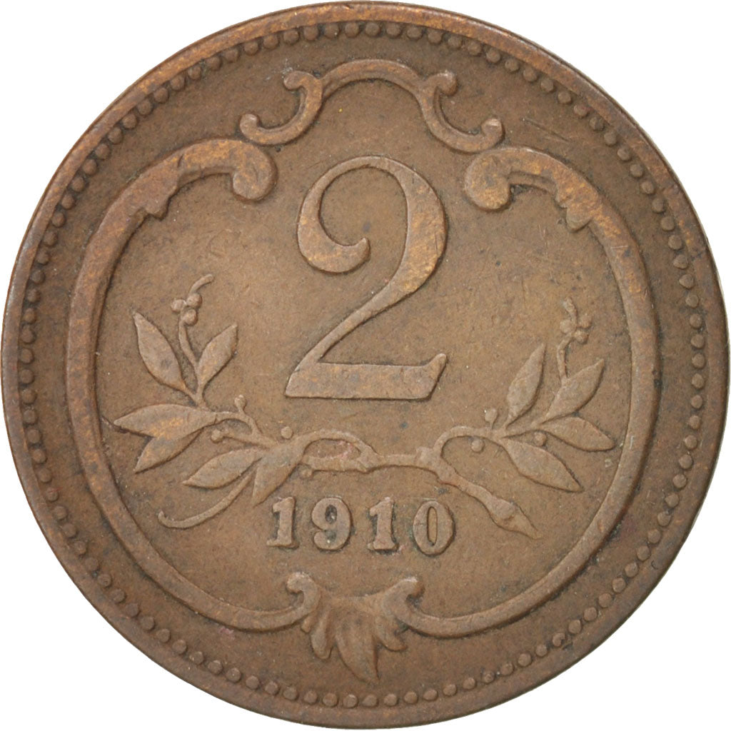 Coin, Austria, Franz Joseph I, 2 Heller, 1910, EF(40-45), Bronze, KM:2801