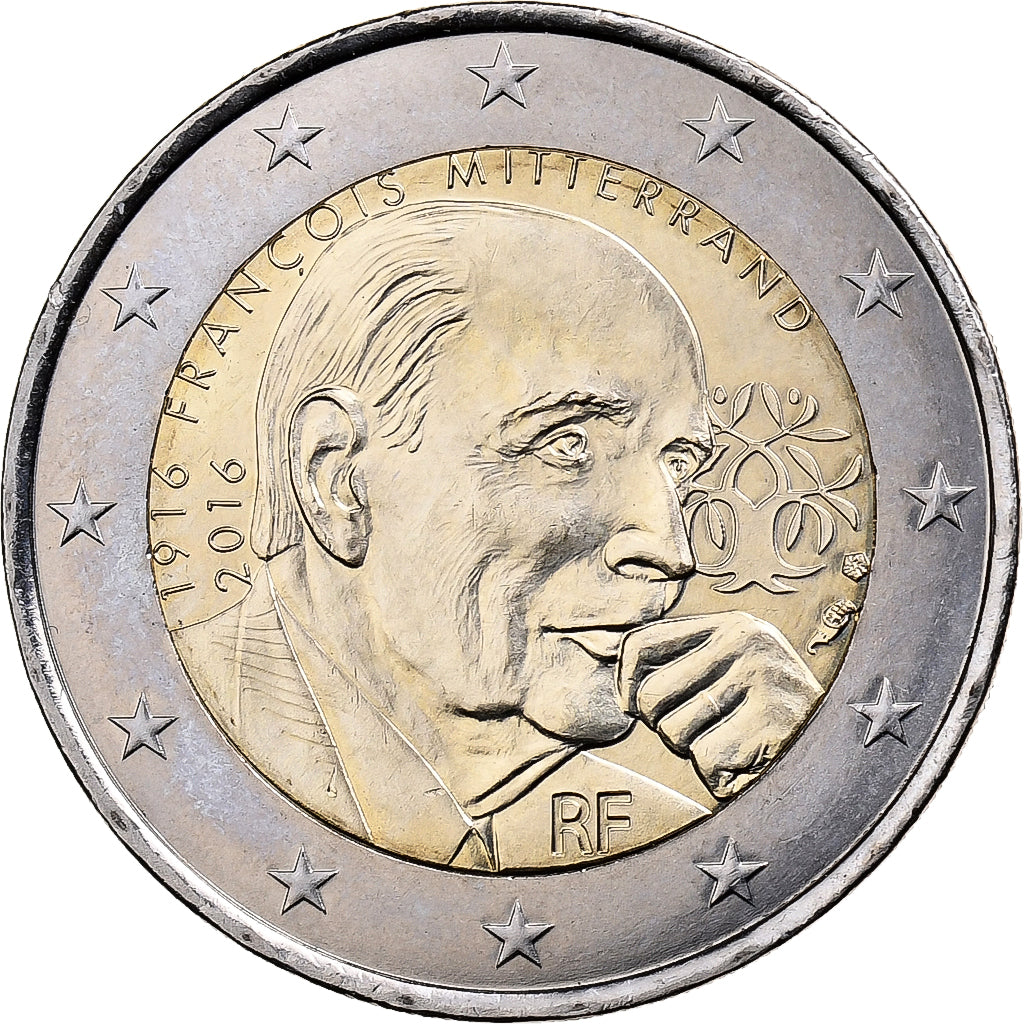 France, 2 Euro, François Mitterrand, 2016, MS(63), Bi-Metallic