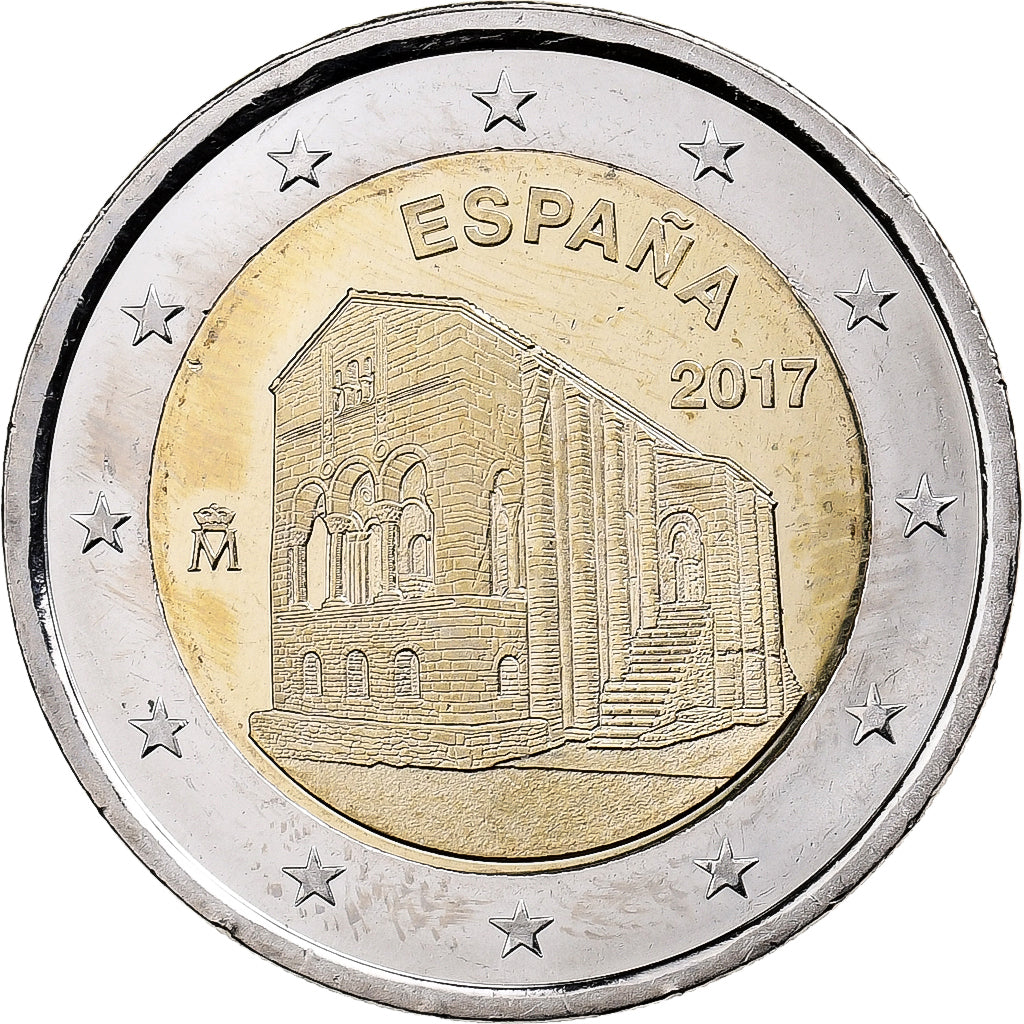 Espanha, 2 Euro, Églises du royaume des Asturies, 2017, MS(63), Bimetálico