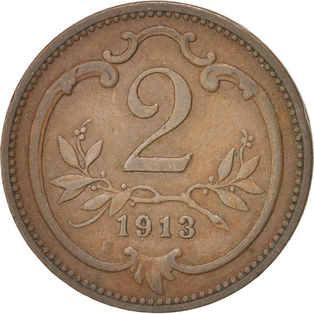 Münze, Österreich, Franz Joseph I, 2 Heller, 1913, SS, Bronze, KM:2801